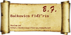 Balkovics Flóris névjegykártya